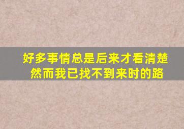 好多事情总是后来才看清楚 然而我已找不到来时的路